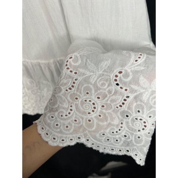 Made in Italy  Boho -chic -Romantic Doralisa White Cotton Eyelet Dress With Flar - Picture 12 of 14